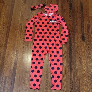 Girls Miraculous Lady Bug Red Costume zip-up onesie Size 7/8